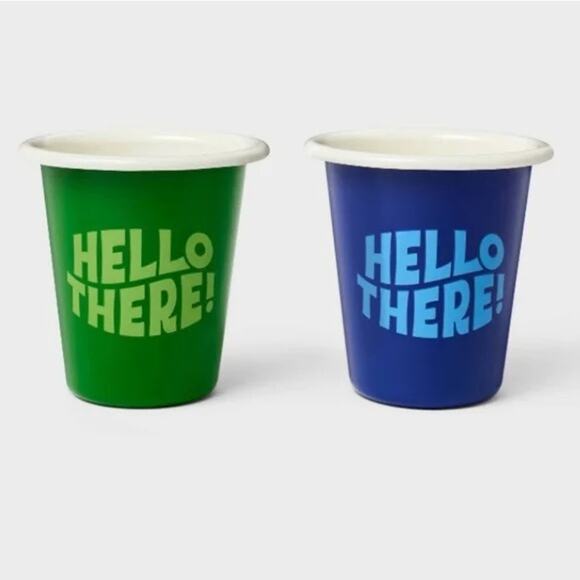 Tabitha Brown for Target NWT Metal Hello There Tumbler Set 2pc 12oz Blue Green - Picture 1 of 6